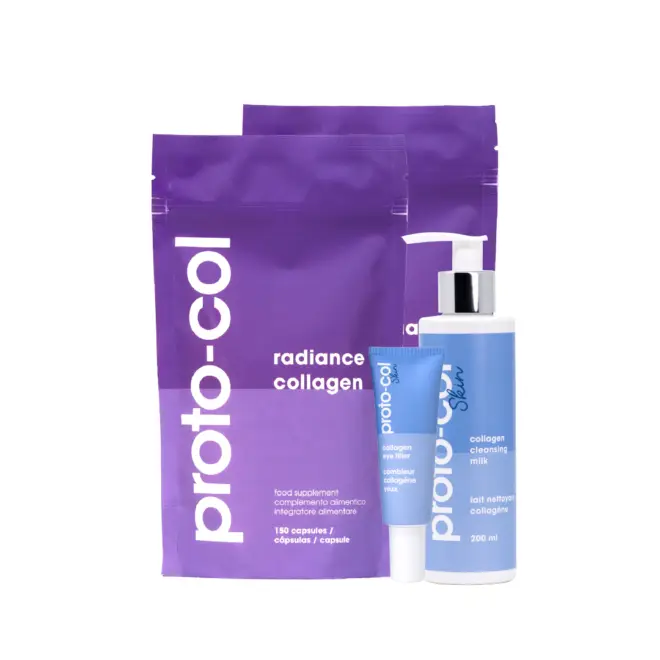 60 días de colágeno cápsulas con ácido hialurónico + limpiadora facial y contorno de ojos antiedad