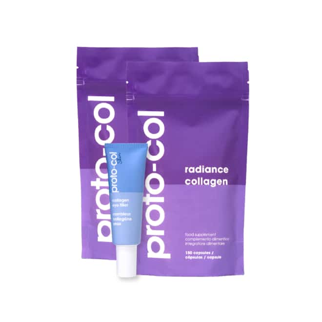 Tratamiento de colágeno hidrolizado en cápsulas con ácido hialurónico y contorno de ojos antiedad - Anti-aging Routine - 60 días